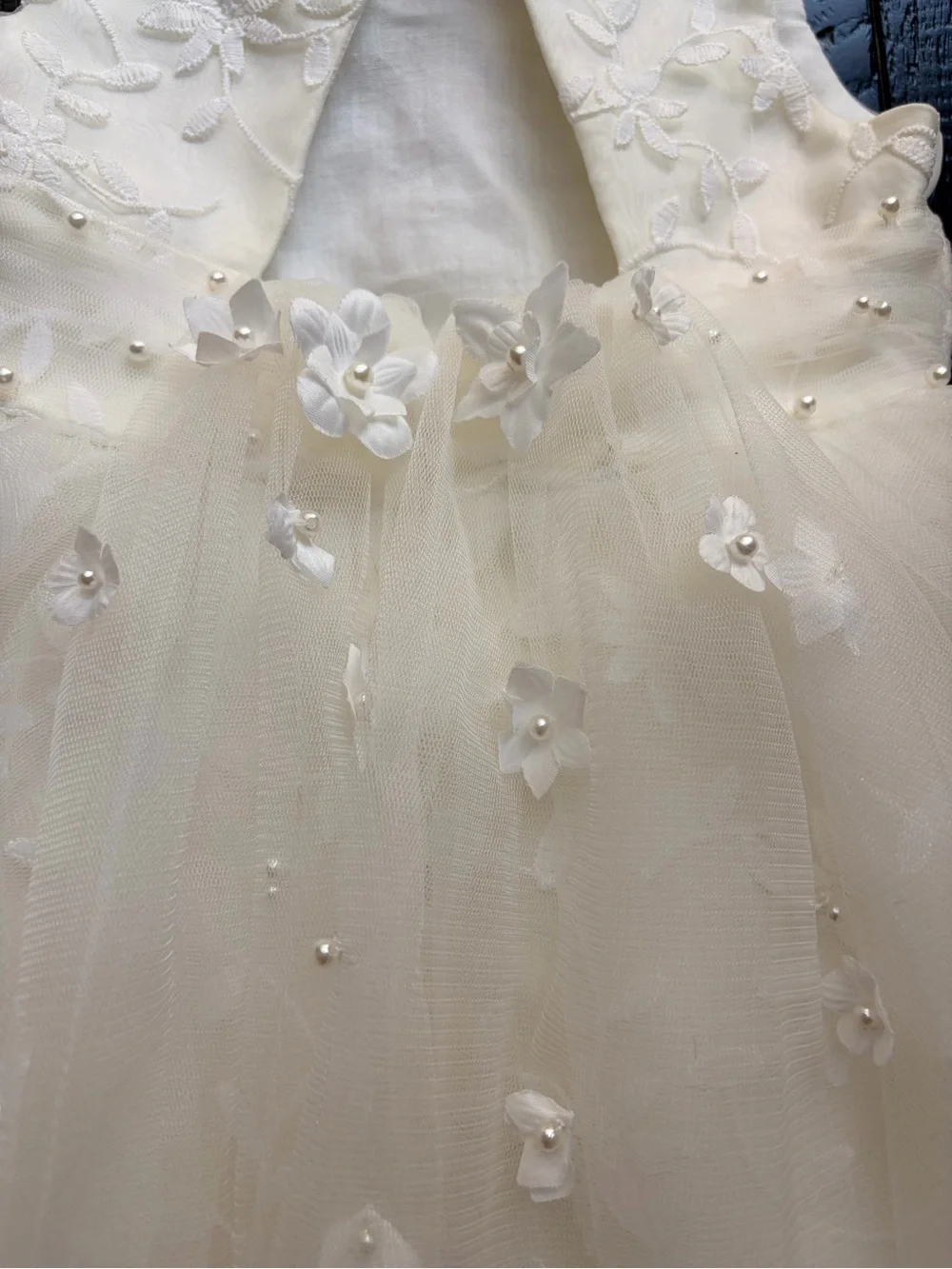 Girls' Ivory Floral Lace Tulle flower girl Dress